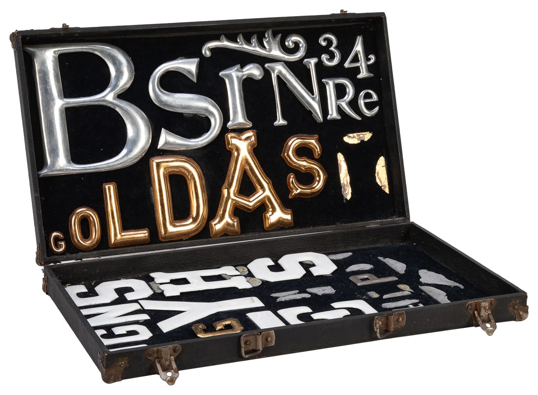 Salesman’s Sample Case of Metal or Porcelain Letters. Circa... (1 of 2)
