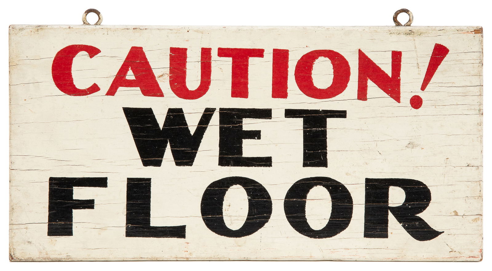 Caution! Wet Floor Wooden Sign. Double-sided, stencil-paint... (1 of 1)