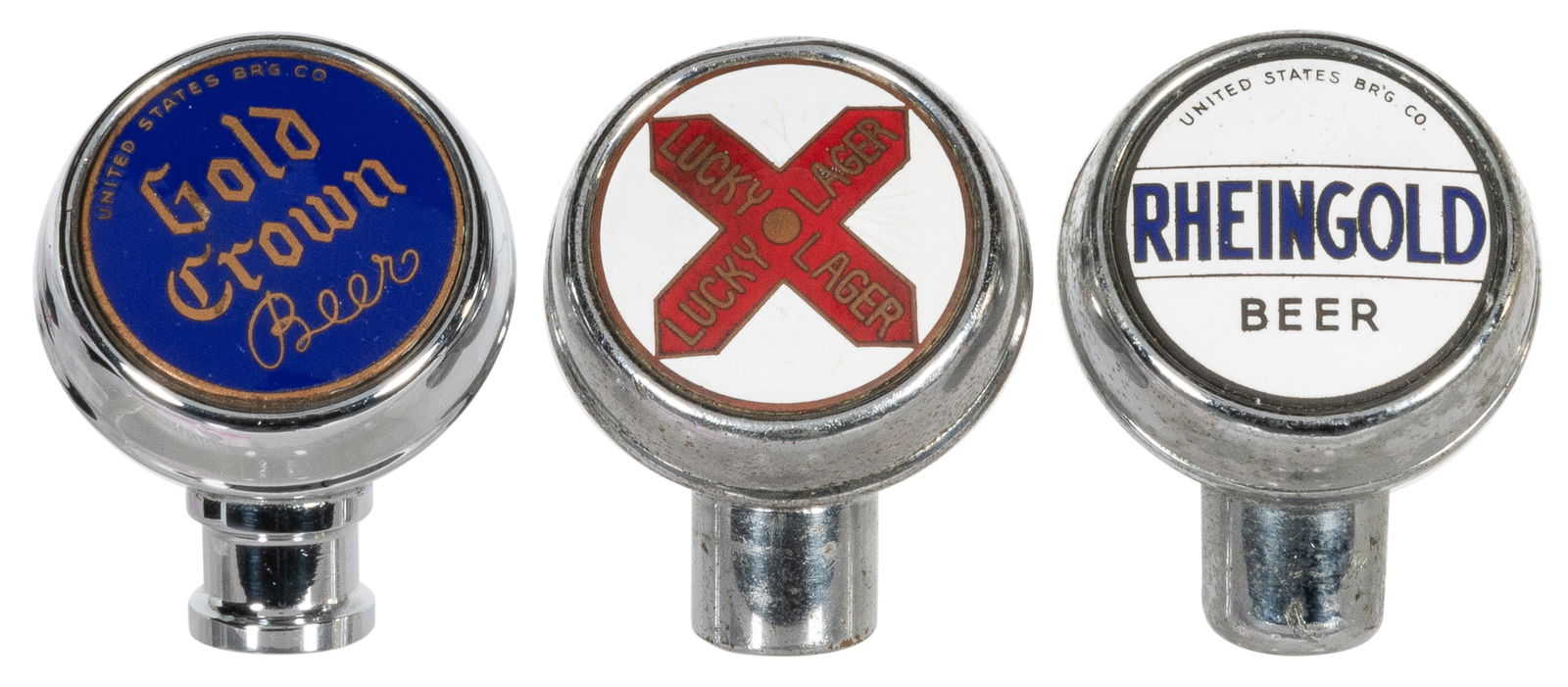Group Of 3 Chrome Beer Tap Knobs. Circa 1940s. Three Chrome... Auction