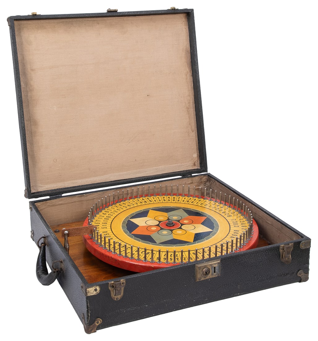 Traveling Vintage Gaming Wheel. Circa 1930s-1950s. Black ca... (1 of 2)