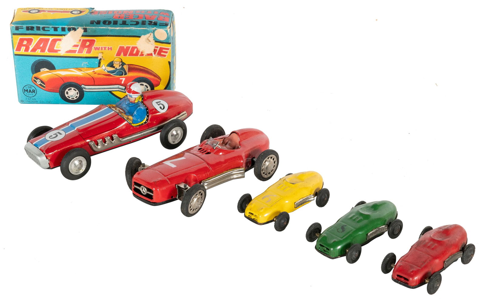 Group of Five Japanese Friction Race Cars, Two in Original ... (1 of 3)