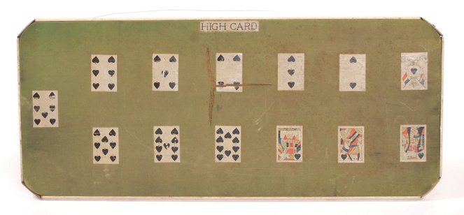 Straight Faro Layout. Wm. Ellis, Providence RI,: Straight Faro Layout. Wm. Ellis, Providence RI, ca. 1900. A straight (non-folding) faro board in spades. Felt worn and “T” shaped tear in middle. 40 x 17”. Fair.
