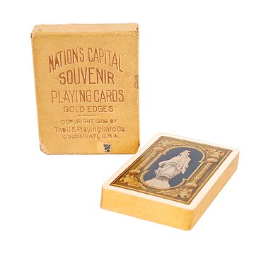 Nations Capital Souvenir Playing Cards. USPCC 1906: Nations Capital Souvenir Playing Cards. United States Playing Card Co., Cincinnati OH, 1906. Every card bears a different view of Washington D.C. Complete. NM.
