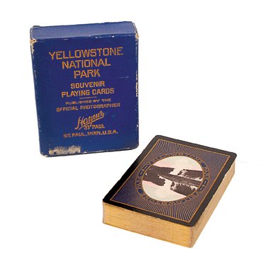 Yellowstone National Park souvenir playing cards. : Yellowstone National Park souvenir playing cards. Haynes Photo Studios, St. Paul, MN., 1906. Every card shows a different view of Yellowstone National Park. Joker has a great photo of a buffalo head. 