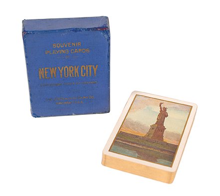 New York City Souvenir Playing Cards. ca. 1910.: New York City Souvenir Playing Cards. United States Playing Card Co., Cincinnati, OH., ca.1910. Every card has a different view of NY City, Complete, no joker, original box. VG.