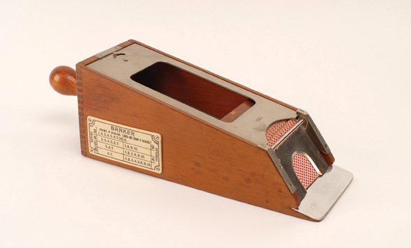 Baccarat Dealing Shoe. JAJ, Paris France, ca. 1920: Baccarat Dealing Shoe. JAJ, Paris France, ca. 1920. Wood and metal, professional model. Exc.