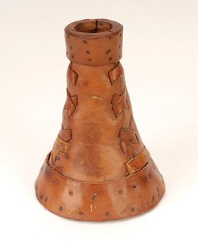 Haiden’s Horn. American, ca. 1920. Early: Haiden’s Horn. American, ca. 1920. Early and desirable hand-sewn dice drop with trip cord. 5 ¾” high and 4 ½” wide at the widest end. Good condition. Scarce. This dice drop was named after a j