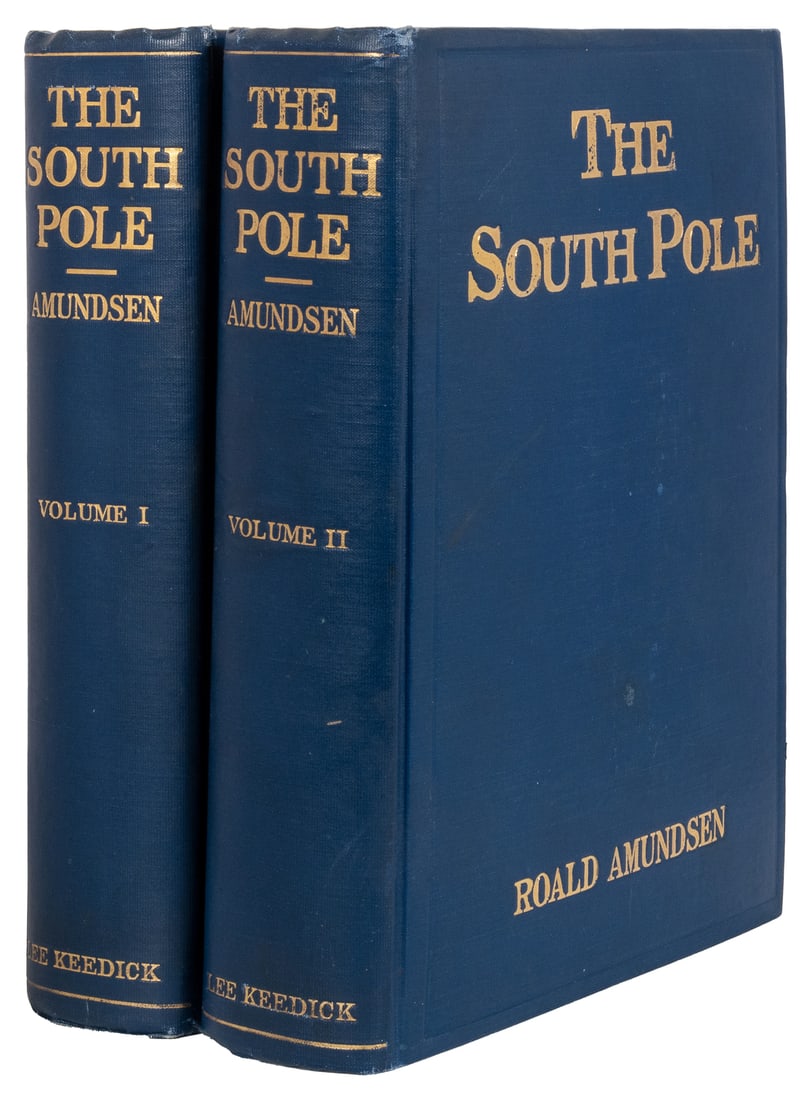 AMUNDSEN, Roald (1872-1928). The South Pole. Translated by ...: AMUNDSEN, Roald (1872-1928). The South Pole. Translated by A.G. Chater. London and New York: John Murray; Lee Keedick, 1913. 2 volumes, royal 8vo. Numerous illustrations from photographs, diagrams and
