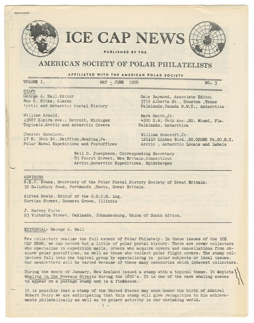  [POLAR PERIODICALS]. 135 issues of Ice Cap News. American S... (1 of 1)