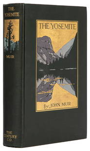 MUIR, John (1838-1914). The Yosemite. New York: The Century...: MUIR, John (1838-1914). The Yosemite. New York: The Century Co., 1912. 8vo. 32 full-page plates from photographs, 3 folding maps. Original pictorial dark green cloth, top edge gilt (small spot of ghos