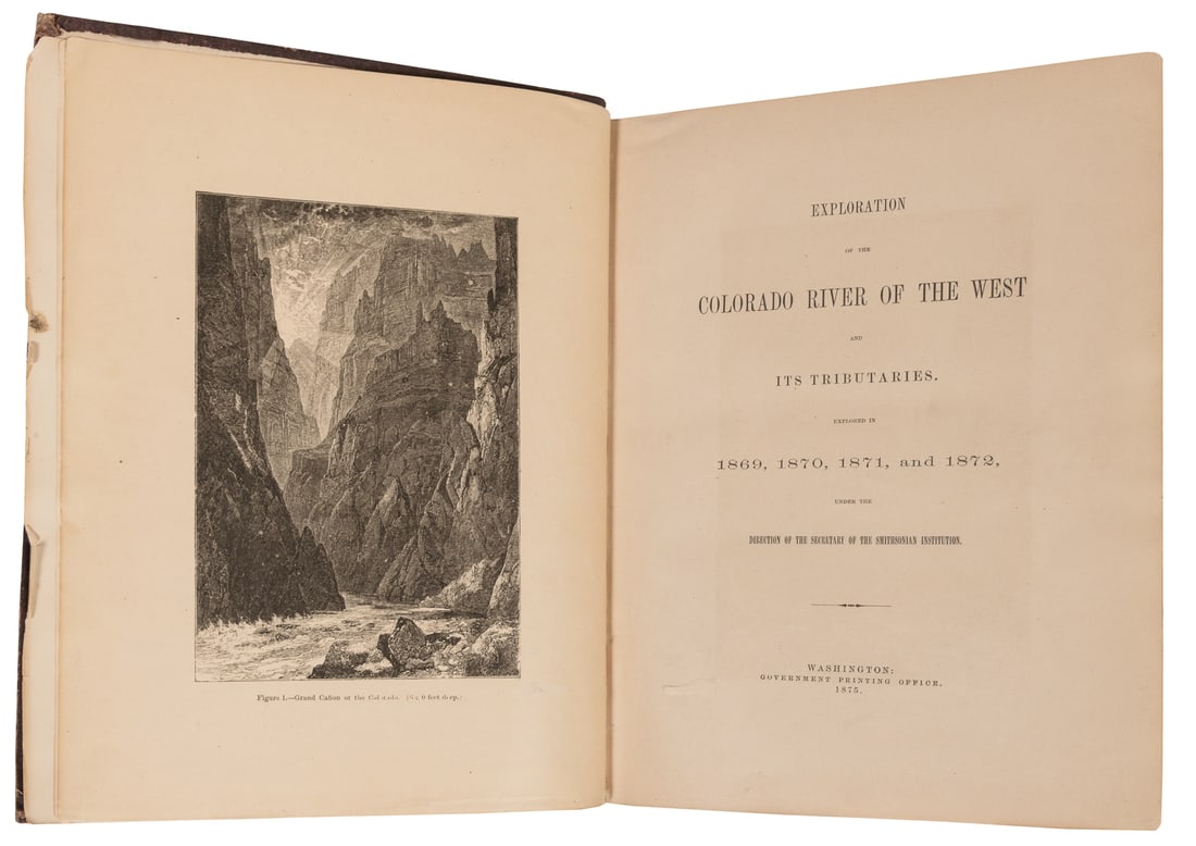 POWELL, John Wesley (1834-1902). Exploration of the Colorad...: POWELL, John Wesley (1834-1902). Exploration of the Colorado River of the West and Its Tributaries… Washington: Government Printing Office, 1875. 4to. Frontispiece, numerous wood-engraved plates