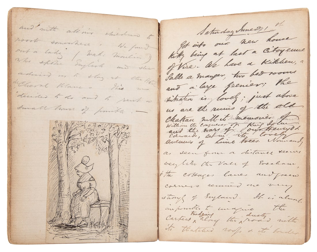 [TRAVEL DIARY]. BRITTON, John Davis (1832-?). Manuscript tr...: [TRAVEL DIARY]. BRITTON, John Davis (1832-?). Manuscript travel diary of a journey through Switzerland and Germany (before Lucerne was opened for tourism,) and a later emigration to Normandy. [Antwerp