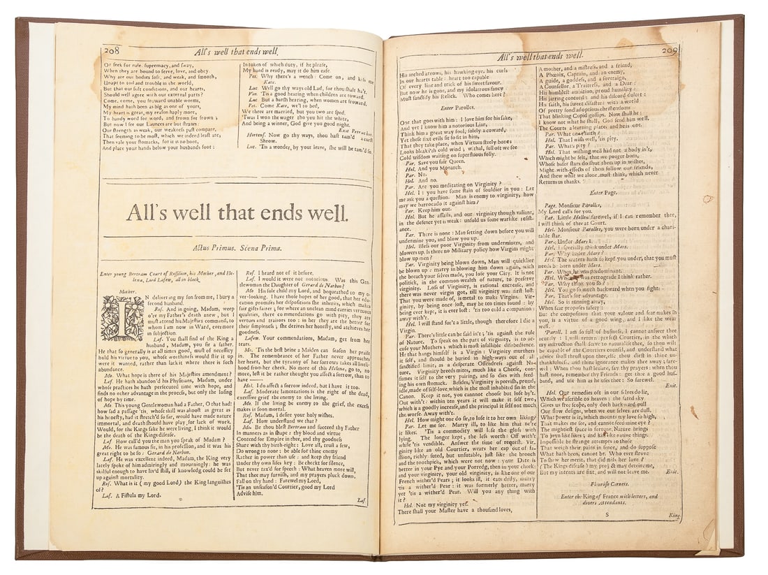  SHAKESPEARE, William (1564-1616). All's well that ends well... (1 of 1)