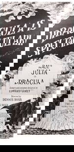 GOREY, Edward (1925-2000). Dracula. Late 1970s. Large black...: GOREY, Edward (1925-2000). Dracula. Late 1970s. Large black and white poster for the Broadway play at the Martin Beck Theatre. Directed by Dennis Rosa, with scenery and costumes by Gorey. Two sheets.