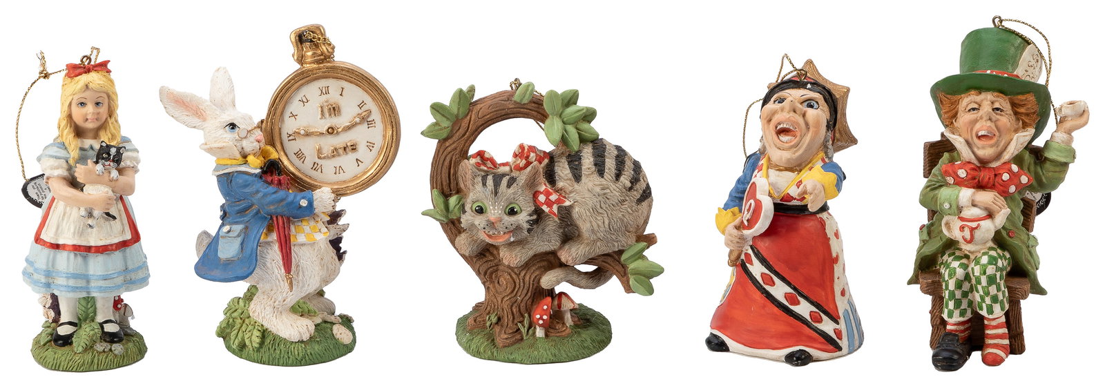 [CHRISTMAS ORNAMENTS]. A complete set of five painted resin... (1 of 2)