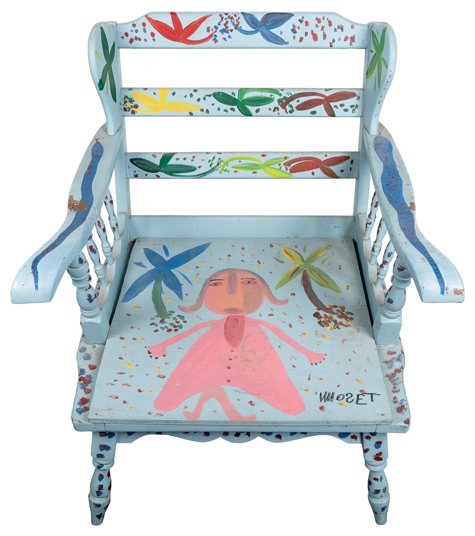 TOLLIVER, Mose (American, 1915-2006) Painted Chair with Fig... (1 of 5)