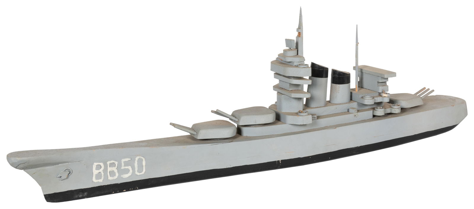 [FOLK ART]. Hand-Built and Painted Model of a Battleship. [... (1 of 2)