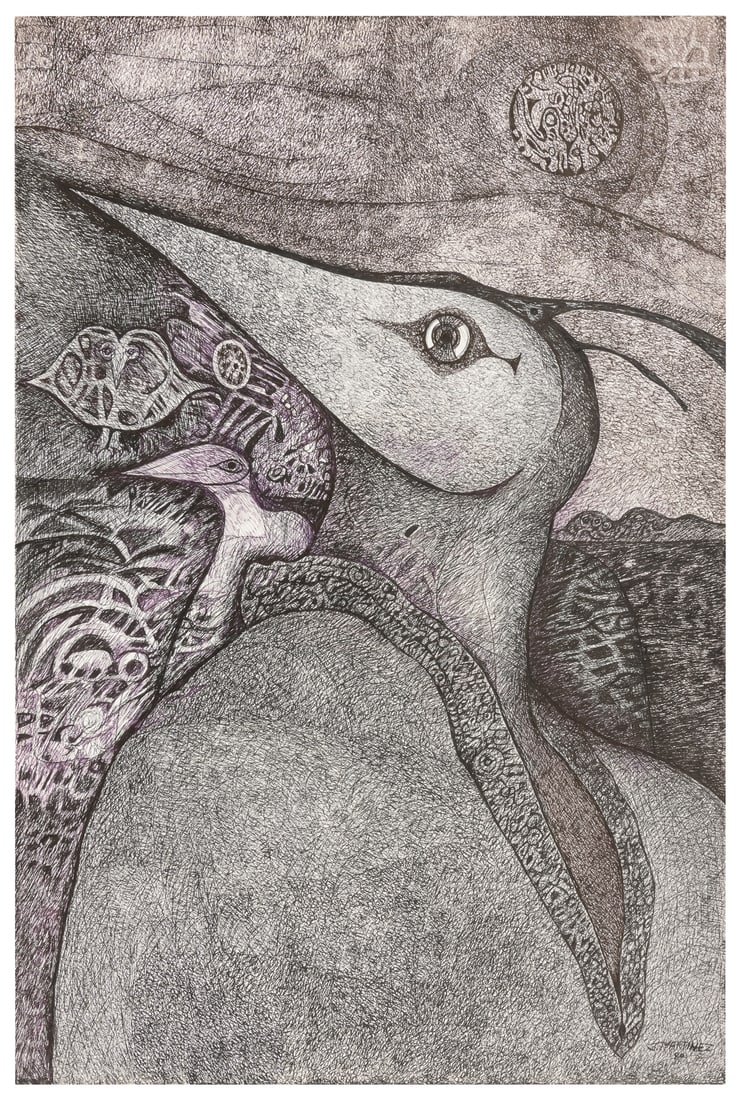 MARTINEZ, Jerome (American, 1931-2002). Birdman. 1980. Ink ... (1 of 3)