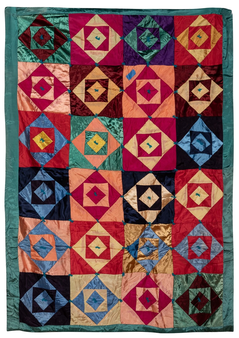 [FOLK ART QUILT]. Pieced Small Comforter / Diamond in a Squ... (1 of 1)