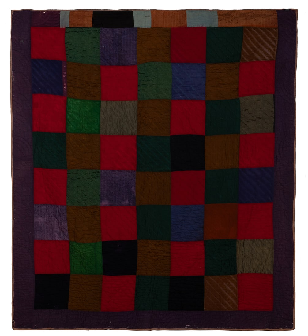 [FOLK ART QUILT]. Random Squares Pattern. ca. 1940s. Artist... (1 of 1)