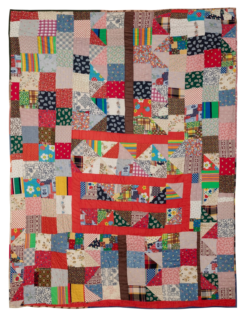 [FOLK ART QUILT]. Triangle and Squares. ca. 1940s. Artist u... (1 of 2)