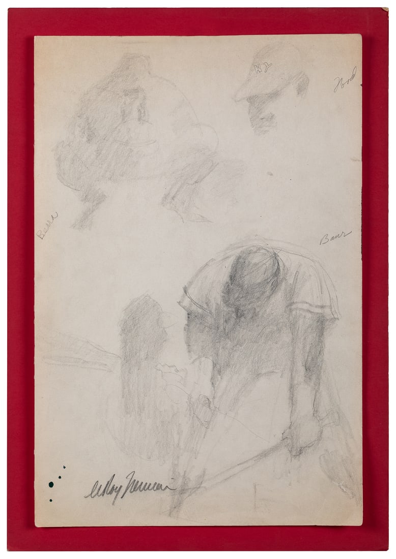 NEIMAN, LeRoy (American, 1921-2012). Pencil Study of Baseba... (1 of 2)