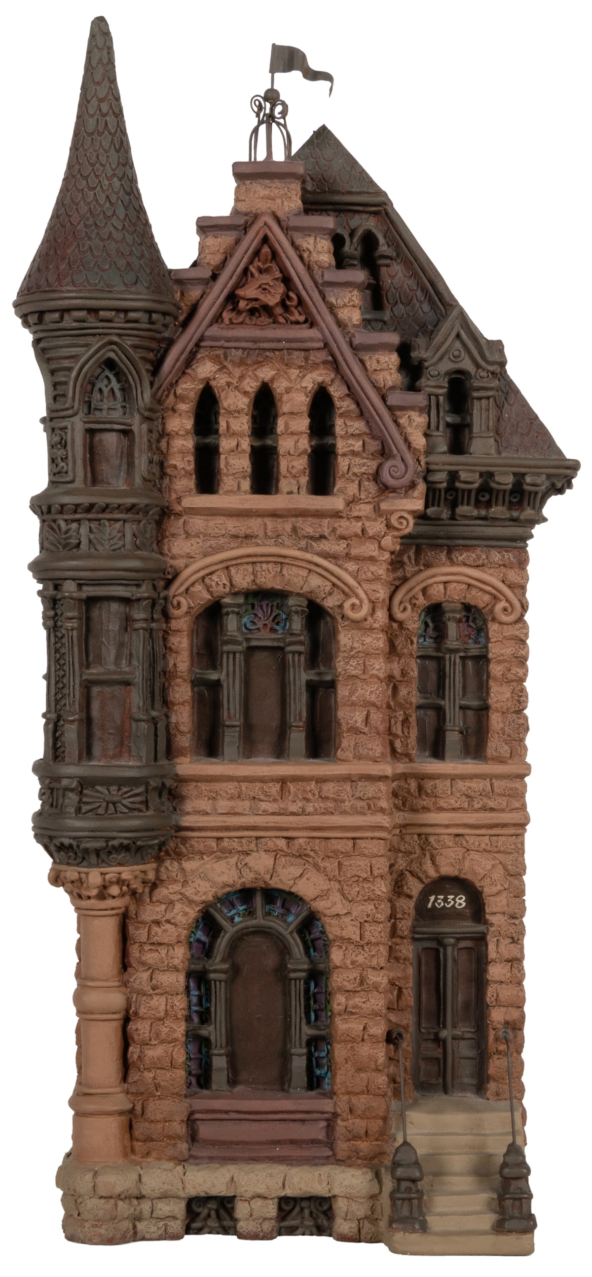 JACOBSEN, Zani (American, 1928-1993) 1338 N. LaSalle St. 19...: JACOBSEN, Zani (American, 1928-1993) 1338 N. LaSalle St. 1986. Cast plaster relief with paint. Cast signature lower right side. 26 h x 11 w x 3 ¼” d. Artist’s label verso with signatu