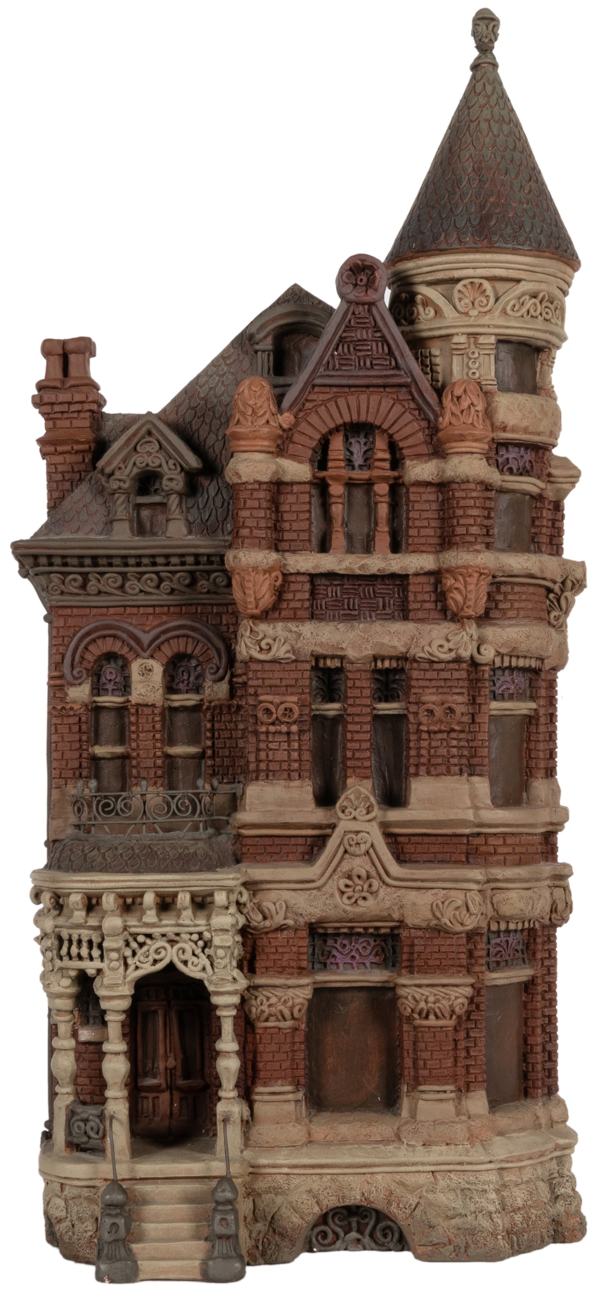 JACOBSEN, Zani (American, 1928-1993) Chicago Brownstone. Ca...: JACOBSEN, Zani (American, 1928-1993) Chicago Brownstone. Cast plaster relief with paint. 26 h x 12 w x 4 ½ ” d. Artist’s label verso. Minor touch on upper right. Otherwise in very goo