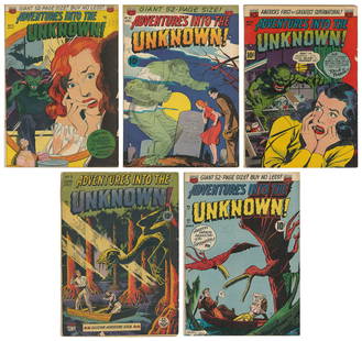 Adventures Into the Unknown Comics Group of 5 (American Com...: Adventures Into the Unknown Comics Group of 5 (American Comics Group, 1949-53) Condition: Average GD+. Issues include #5, 17, 21, 30, 39.