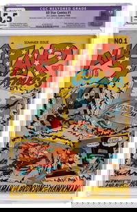 All Star Comics #1 (D.C. Comics, 1940) CGC Apparent FN- 5.5...: All Star Comics #1 (D.C. Comics, 1940) CGC Apparent FN- 5.5 Mod./Ext. (C-4) Cream to off-white pages. Flash, Hawkman, Spectre, Sandman, Hourman, and Ultra-Man all have stories in this inaugural