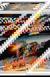 Attack on Planet Mars #nn White Mountain Pedigree (Avon, 19...: Attack on Planet Mars #nn White Mountain Pedigree (Avon, 1951) CGC FN+ 6.5 White pages. Rocket ship cover. Carmine Infantino, Joe Kubert, and Wally wood art. CGC census 9/23: 5 in 6.5, 8 higher.