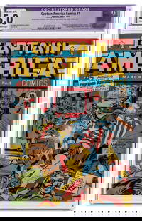 Captain America Comics #1 (Timely Comics, 1941) CGC Apparen...: Captain America Comics #1 (Timely Comics, 1941) CGC Apparent VG/FN 5.0 Mod./Ext. (A-4) Cream to off-white pages. The origin and first appearance of Captain America is one of the ten most valuable