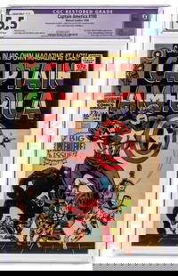 Captain America #100 (Marvel Comics, 1968) CGC Apparent FN-...: Captain America #100 (Marvel Comics, 1968) CGC Apparent FN- 5.5 Slight/Mod (C-2) Off-white pages. Captain America’s origin is retold. Black Panterh appearance. First issue of the title, with