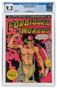 Forbidden Worlds #12 (American Comics Group, 1952) CGC NM- ...: Forbidden Worlds #12 (American Comics Group, 1952) CGC NM- 9.2 Off-white pages. Ken Bald cover. Richard Hughes story. CGC census 9/23: 2 in 9.2, 2 higher.