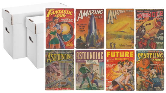 Group of Nearly 63 Science Fiction Pulp Magazines. (Various...: Group of Nearly 63 Science Fiction Pulp Magazines. (Various Publishers, ca. 1930s-1950s) Condition: Average GD/VG. Includes various issues of Astounding Stories, Fantastic Adventures, Fantastic Story,