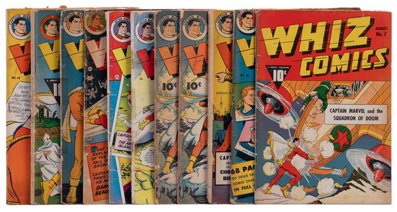 Whiz Comics Group of 11 Comic Books (Fawcett, 1940-52) Cond...: Whiz Comics Group of 11 Comic Books (Fawcett, 1940-52) Condition: Average GD/VG. Issues include: 7, 36, 45, 46, 52, 56, 70 (2 copies), 131, 134, 152, and 156.