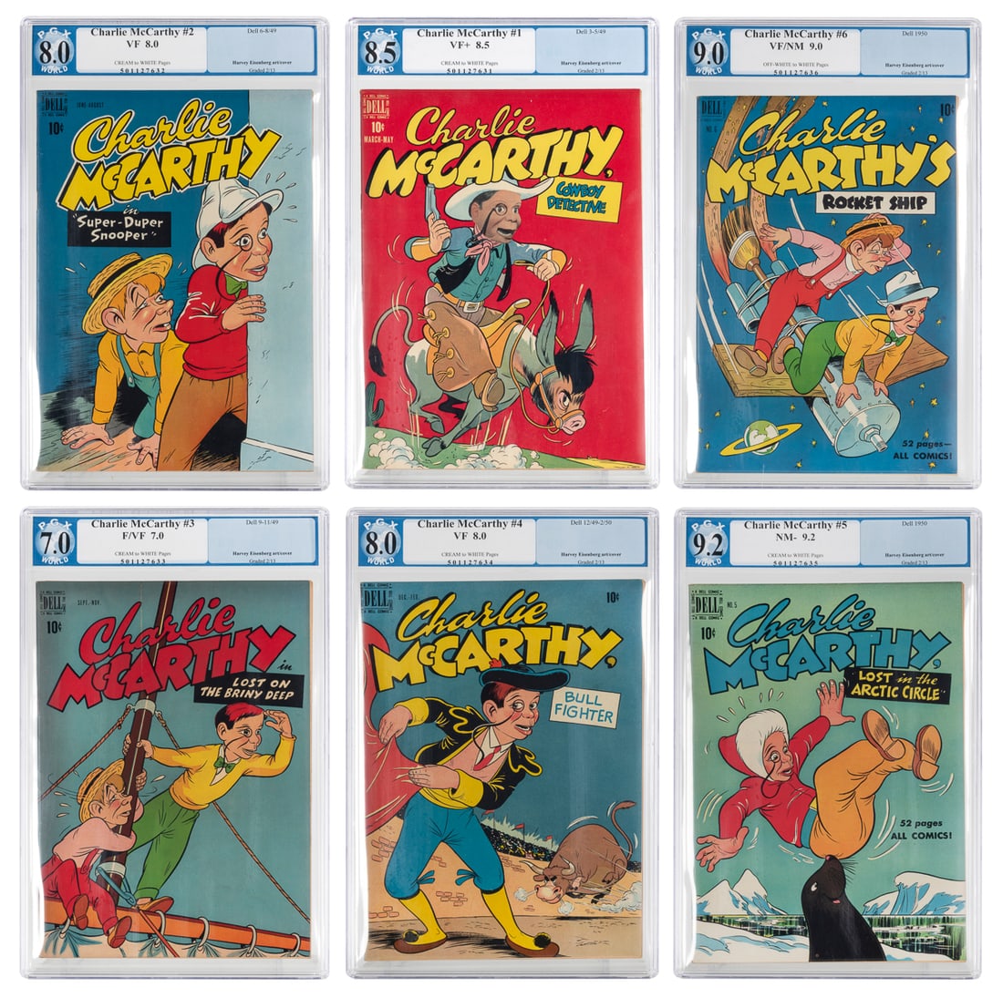 Charlie McCarthy Group of 6 PGX Graded Comics (Dell, 1949-5... (1 of 8)