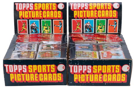 1986 Topps Baseball Box Rack Packs in Original Boxes. Durye...: 1986 Topps Baseball Box Rack Packs in Original Boxes. Duryea: Topps Chewing Gum, Inc., 1986. Two opened boxes of 24 sealed cello rack packs. Each rack pack with 48 cards plus one special card. Ink not