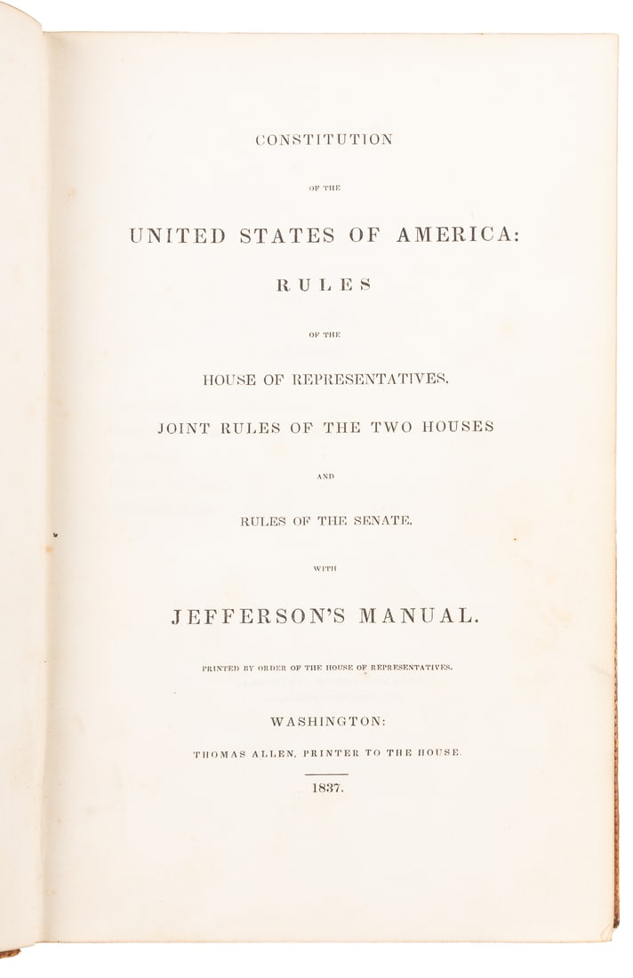 [JEFFERSON, Thomas (1743-1826)]. Constitution of the United... (1 of 1)