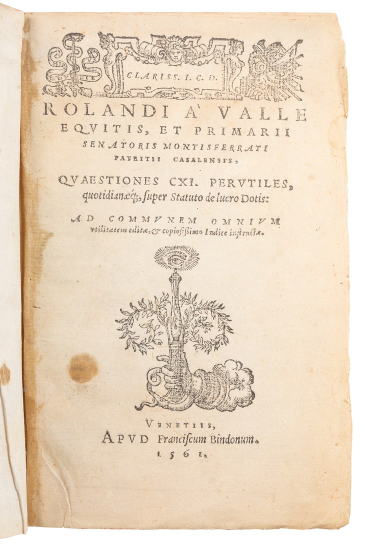 DELLA VALLE, Rolando (fl. 1561). Quaestiones CXI perutiles…... (1 of 1)