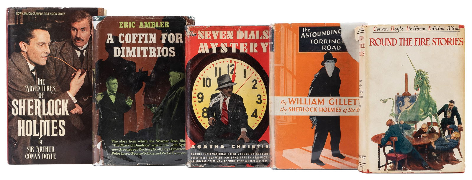 DOYLE, Arthur Conan (1859-1930), et al. A group of 5 reprin...: DOYLE, Arthur Conan (1859-1930), et al. A group of 5 reprints in dust jackets, including: Round the Fire Stories. London: John Murray, [1934]. 8vo. Original cloth (some rubbing to cloth, ffep missing,