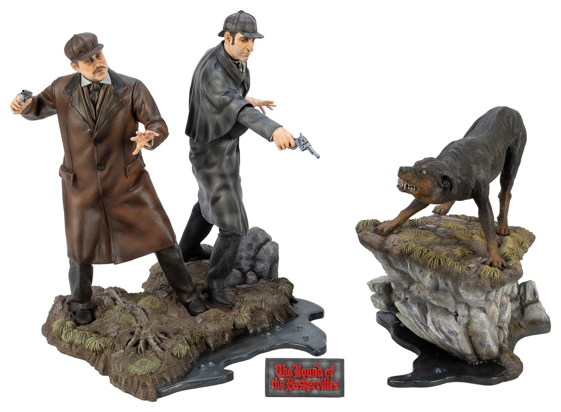 [DIORAMA]. [“SAUL”]. The Hound of the Baskervilles. [2018]....: [DIORAMA]. [“SAUL”]. The Hound of the Baskervilles. [2018]. Hand-painted resin diorama on two “moor” bases; one base holds the hound (pins on the hound’s paws hold him in