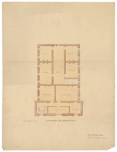 [AMERICAN ARCHITECTURE]. WALTER, Thomas Ustick (1804–1887)....: [AMERICAN ARCHITECTURE]. WALTER, Thomas Ustick (1804–1887). An Original Proposed Plan for the Second Story of an Unknown Structure, 16 June 1835. One page, folio 508 x 384 mm, ink and wash,