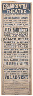 [BROADSIDES]. [THEATRE]. Group of 10 Broadsides for Midwest...: [BROADSIDES]. [THEATRE]. Group of 10 Broadsides for Midwest Theatres. [V.p., ca. 1870s-1880s]. Printed broadsides on white, yellow paper. A few printed in color. Sizes generally 41 x 14”. All