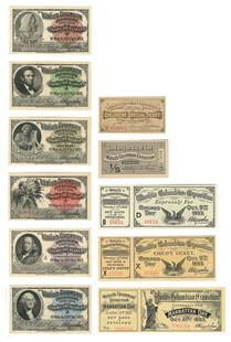 [1893 CHICAGO WORLD’S FAIR, WORLD’S COLUMBIAN EXPOSITION]. ...: [1893 CHICAGO WORLD’S FAIR, WORLD’S COLUMBIAN EXPOSITION]. Group of 11 Tickets to the World’s Columbian Exposition. [Chicago: American Bank Note Company and Western Bank Note