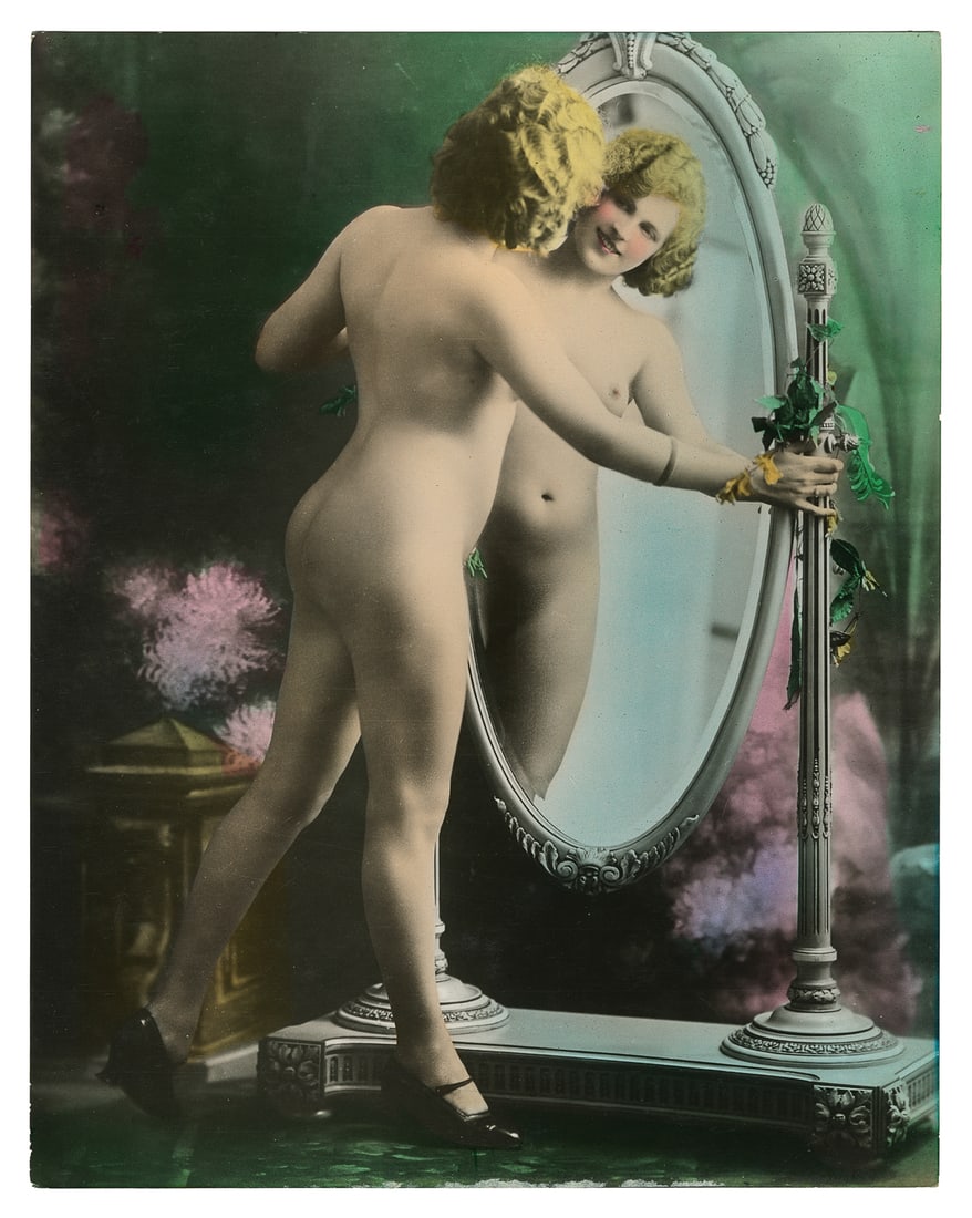 [EROTICA]. [PHOTOGRAPHY]. Group of Four Hand-Colored Later ...: [EROTICA]. [PHOTOGRAPHY]. Group of Four Hand-Colored Nude Prints. [Ca. 1940s]. Four hand-colored prints of female nudes. Approximately 9 ½ x 7 ¼”. Some markings on versos. Excellent.