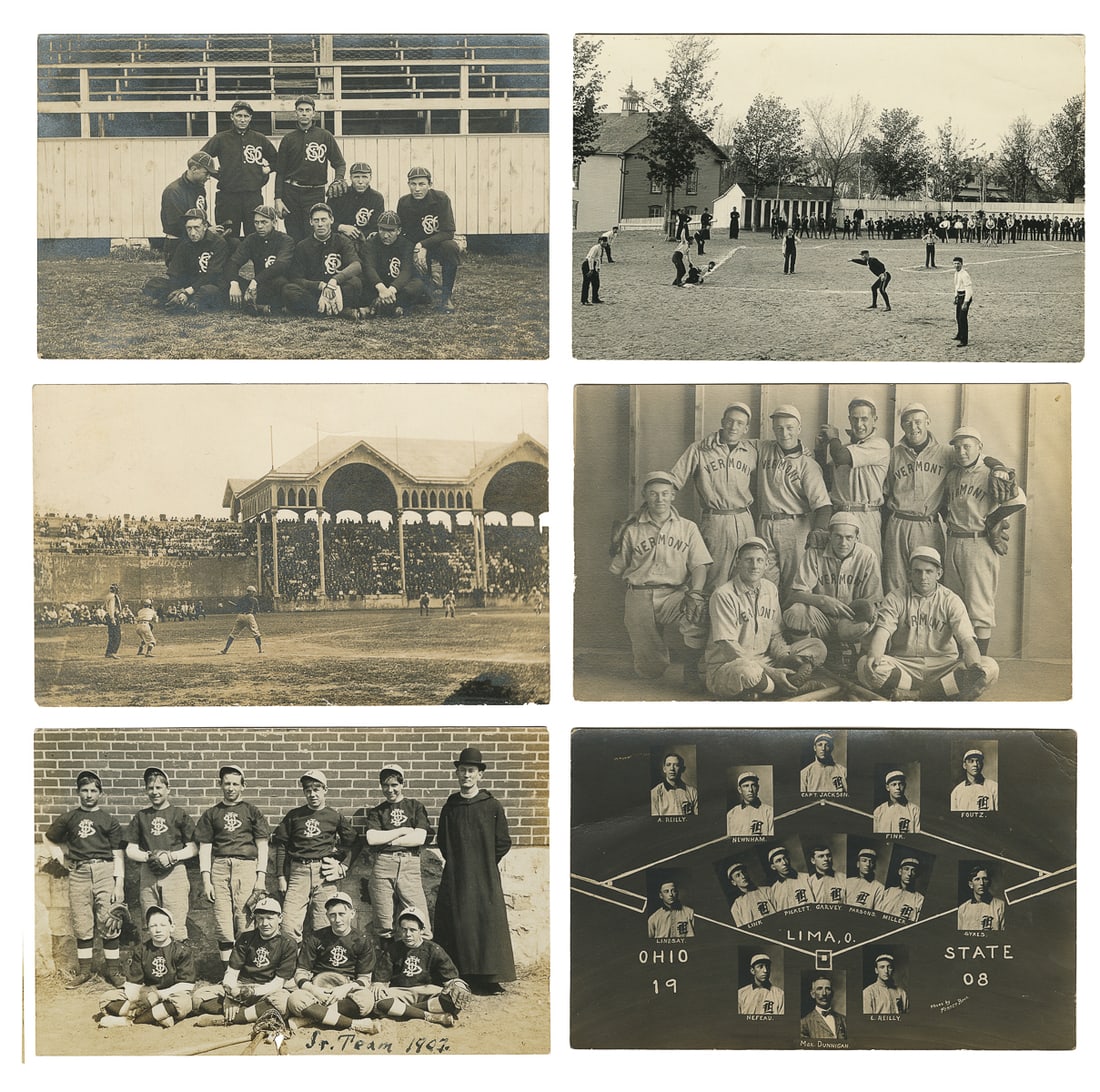 [BASEBALL]. Group of 10 Real Photo Postcards of Collegiate ... (1 of 2)