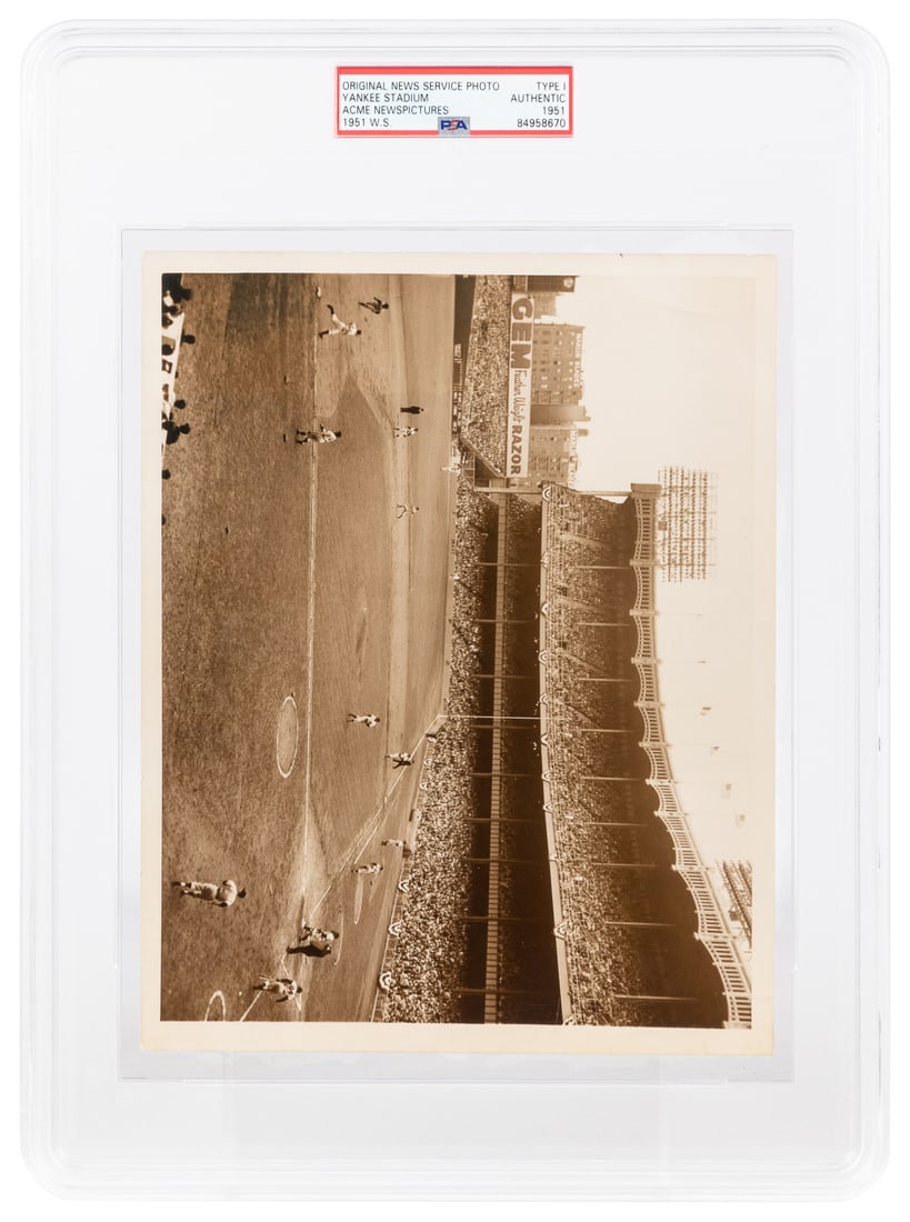 [BASEBALL]. Original Acme Newspictures World Series Opener ...: [BASEBALL]. Original Acme Newspictures World Series Opener Photo of the New York Yankees and Giants Playing at Yankee Stadium, PSA Type I Authentic. [New York: Acme Newspictures, October 4, 1951]. Ori