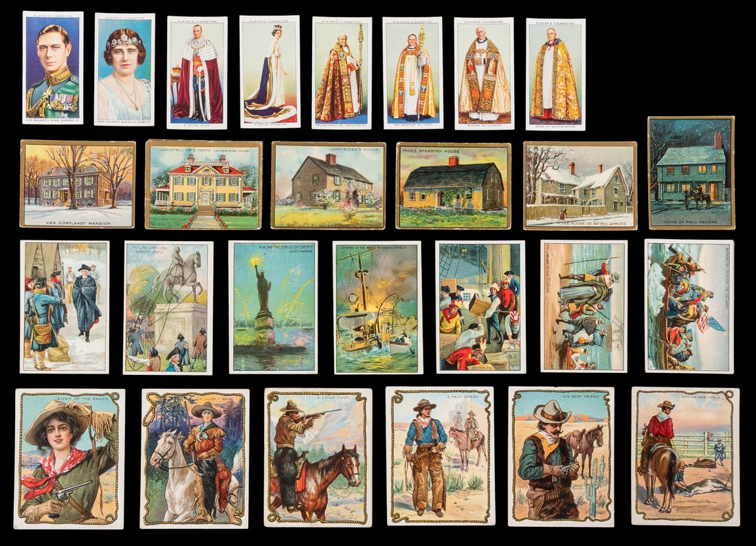 [CIGARETTE CARDS]. A Group of Various Cigarette Cards of Hi...: [CIGARETTE CARDS]. A Group of Various Cigarette Cards of Historical Subjects. [V.p., ca. 1890s-1930s]. Cards with color images of historical subjects or personages on fronts, descriptive text on verso