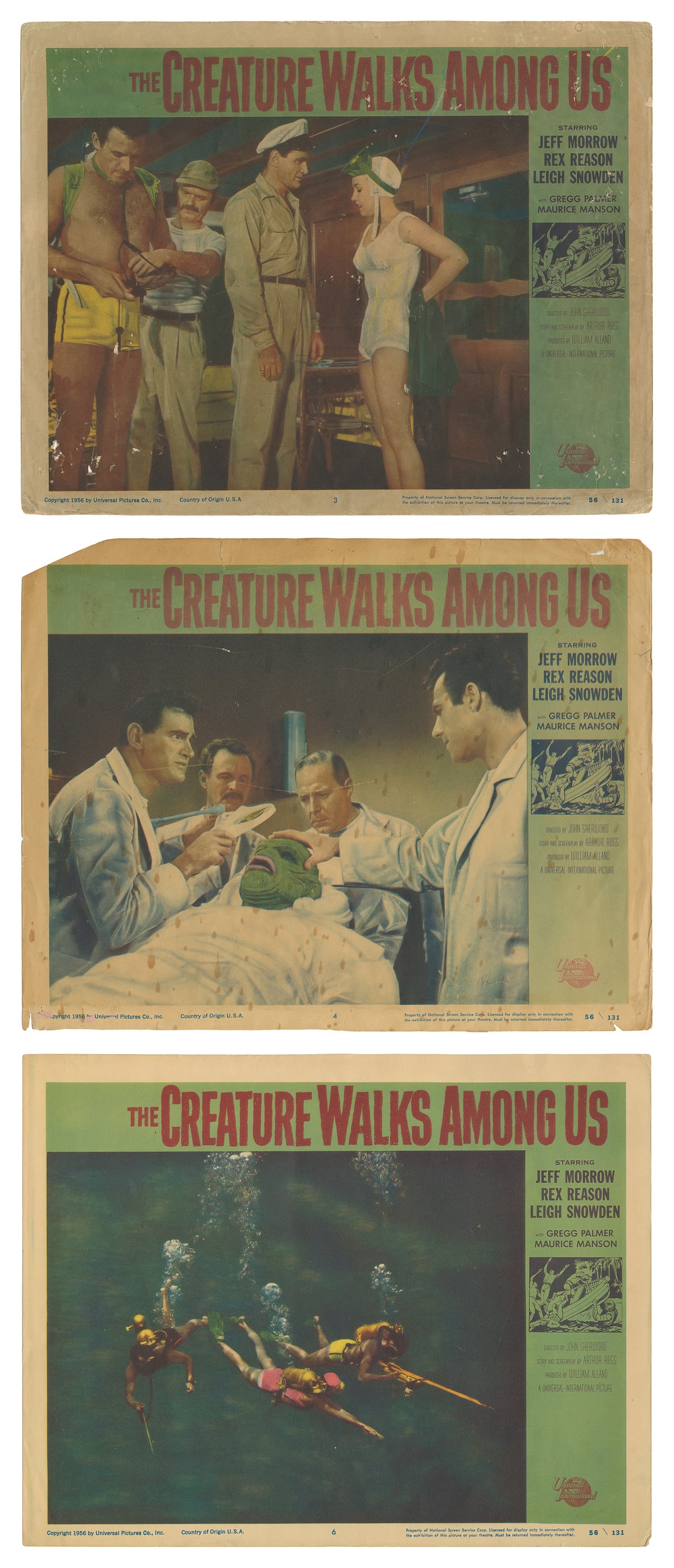 The Creature Walks Among Us. Group of Three Color Lobby Car... (1 of 4)